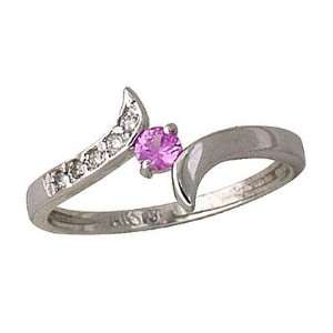  Pink Sapphire and Diamond Wave Ring 14k White Gold SZUL Jewelry