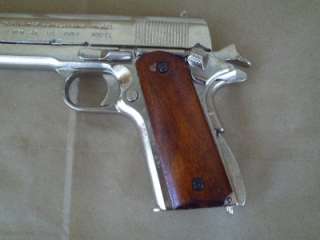 Replica Nickel 1911 Metal 45 Colt Pistol Gun Auto NON FIRING Prop 