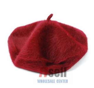 Womens Vintage Aris Hat Winter Beanie ANGORA Hat Wine Red  