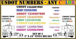 USDOT DOT # Numbers Semi Truck VIN Decal Set Any Color  