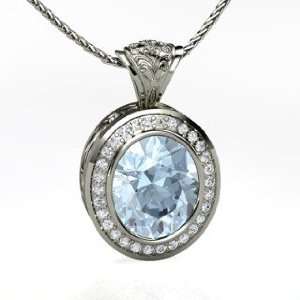  Ovalwhelming Pendant, Oval Aquamarine Platinum Necklace 