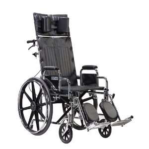   18 Inch Reclining Wheelchair With Detachable Desk Arms Chrome   Each