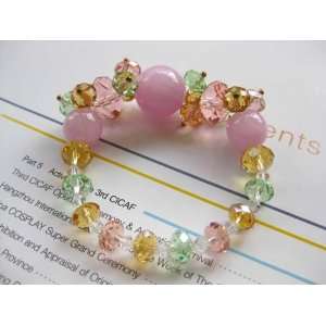 Agate Crystal Bracelet   Pink