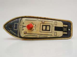 Vintage Tin Wind Up Motor Boat 1950s GT Britain Mettoy  