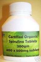 Certified Organic Spirulina 400 x 500mg tablets 200gm  