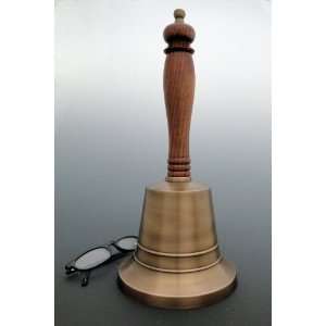  Large Antiqued Brass Hand Bell 11 Inch 