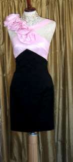 nwt jessica mcclintock 53719 pink black taffeta short dress size 4 