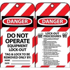  Lockout Tag   Do Not Operate Equipment Lockout   Pack of 