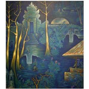  Puri Painting~Landscape Theme~Oil On Canvas~Traditional 