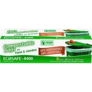   EcoSafe 6 Count 30 Gallon Compostable Plastic Bags