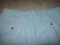 RALPH LAUREN Polo Blue White Seersucker Pants 38 x 27 pleated cuffed 
