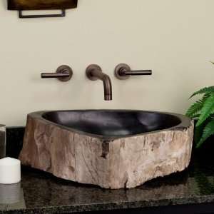  Tullis Petrified Wood Vessel Sink with Brushed Nickel 