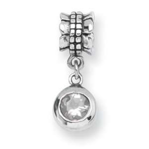  Sterling Silver Reflections CZ Round Dangle Bead QRS551 