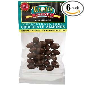 Todds Treats Milk Chocolate Almonds, 3.25 Ounce Bags (Pack of 6)