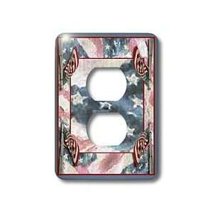 Beverly Turner Patriotic Design   Four Flags on Poles   Light Switch 