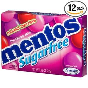 Mentos Sugar Free Mixed Berry Candy, 1.12 Ounce Boxes (Pack of 12 