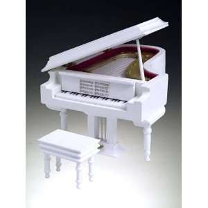  Grand Piano Music Box   White Color