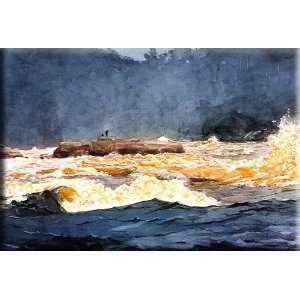  Fishing the Rapids, Saguenay 30x20 Streched Canvas Art by Homer 