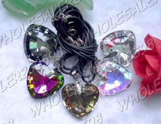 15strds Heart 33*32MM Crystal Glass Pendant Necklaces  