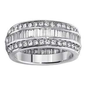 00 TW Baguette & Round Cut Diamond Eternity Band in Platinum Channel 