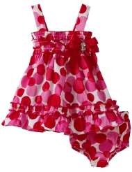 Nannette Baby Girls Infant Tonal Polka Dot Poplin Dress With Ruffles