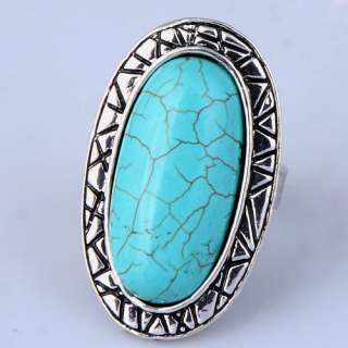 vintage retro tibetan silver dreich turquoise finger ring ringent 