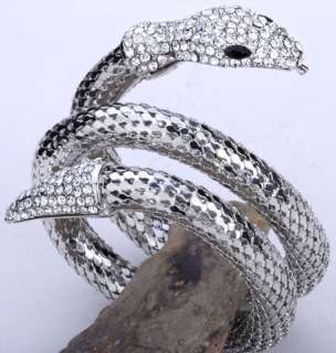 White clear swarovski crystal stretch snake bracelet 1  