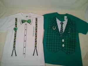 Formal Theme Tuxedo T Shirt Green White Cotton NWT  