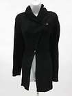 MARIKA CONTOMPASIS Black Ribbed Cardigan Sweater Size L  
