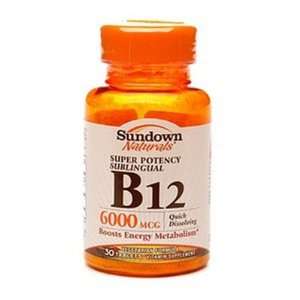  Sundown Naturals  Vitamin B 12, 6000mcg, 30 tablets 