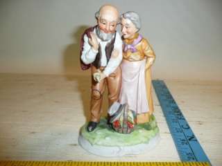 LEFTON PORCELAIN OLD MAN WOMAN LADY FIGURINE # 2571 HAND PAINTED 