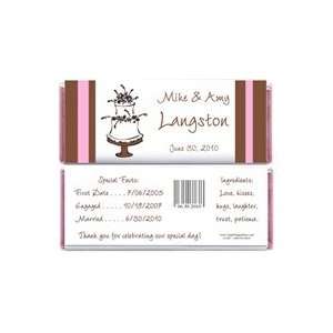     Pink and Brown Wedding Cake Candy Bar Wrapper