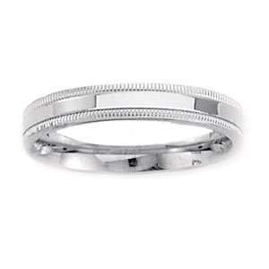 Platinum 2mm Flat Milgrain Traditional Fit Wedding Band Ring (Sizes 8 