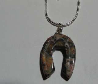 Horseshoe Necklace, real stone, Sterling Silver Chain  