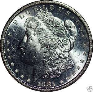 1881 S $1 Silver Morgan Dollar MS 63 Anacs RPD  