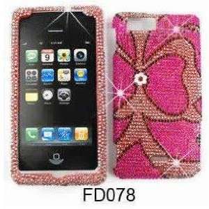 Motorola Droid X MB810 Ful Diamond Crystal Pink Hearts On Light Pink 