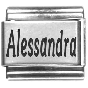  Alessandra Laser Name Italian Charm Link Jewelry
