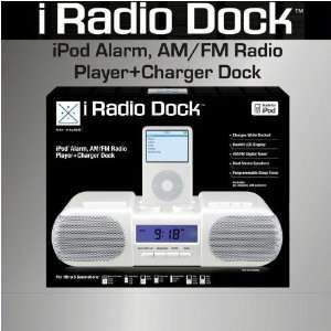  iRadio iPod Dock Clock AM/FM Radio White 