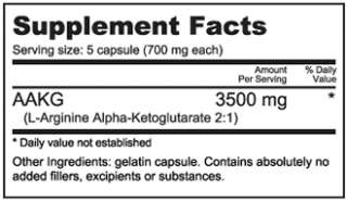 NutraBio   L Arginine Alpha Ketoglutarate   Supplement Facts (Capsules 