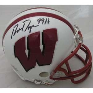 Ron Dayne Autographed/Hand signed Wisconsin Badgers Mini Helmet with 