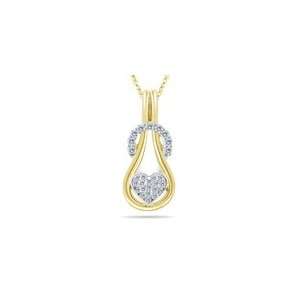  0.18 Cts Diamond Heart Love Knot Pendant in 14K Two Tone 