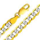 14K Yellow Gold 4.9mm Concave Curb White Pave Chain 20  