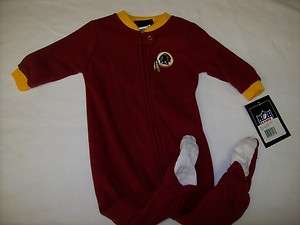   Redskins Baby NFL Black Tag Sleeper Pajamas sz 6 9 months  