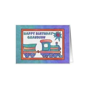  Blue Toy Train, Happy Birthday Grandson Card Toys & Games