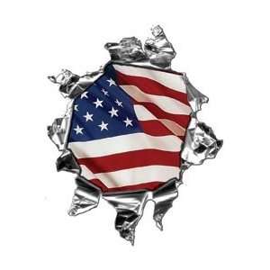  Mini Ripped Torn Metal Decal with USA American Flag   2 h 