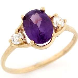   Yellow Gold Oval Synthetic Alexandrite June Birthstone CZ Ring Jewelry
