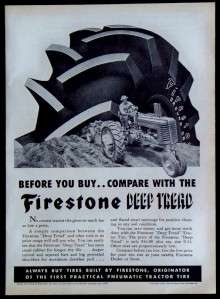 1955 Firestone Deep Tread Tractor Tire Magazine Ad  