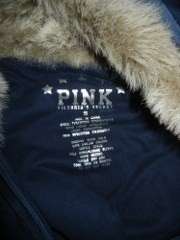 Victoria Secret PINK Bling Fur Hoodie Jacket Blue SMall  