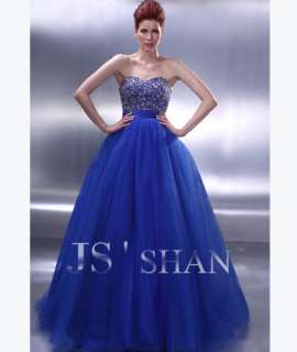 JSSHAN Royal Blue Empire Formal Prom Gown Evening Dress  