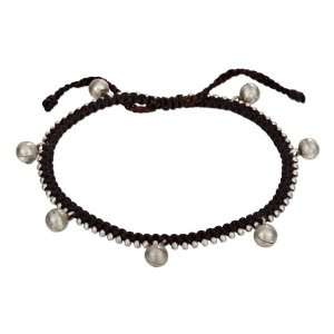   Adjustable Brown Cotton Waxed Thread Chime Ankle Bracelet Jewelry